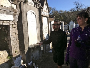 Wayne played a trick on us when he walked by this particular grave, took a step back & look worried. As you can see from my nervous laugh, he got me good!