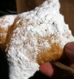 Beignets (NOLA's version of the beavertail) Warning! You will be covered in powdered sugar after trying these.